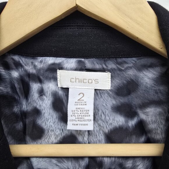 Chicos Two Button Blazer Jacket Size Large Stretch Comfort Office Career Black - Picture 3 of 8